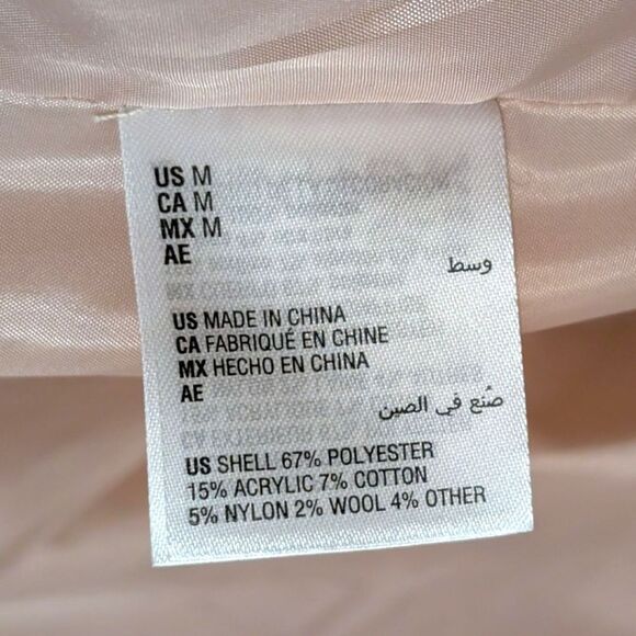 INC International Concepts Blush Cream Tweed Zip Front Moto Jacket Coat Size M - Picture 11 of 11